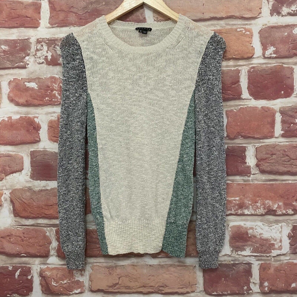 Theory Sweater Women's Size P Multicolor Colorblock Boucle Knit Long Sleeve